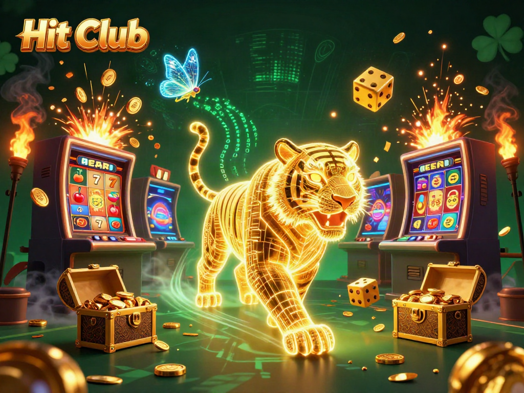 Experience the excitement of Hit Club with a dazzling casino scene filled with vibrant elements.