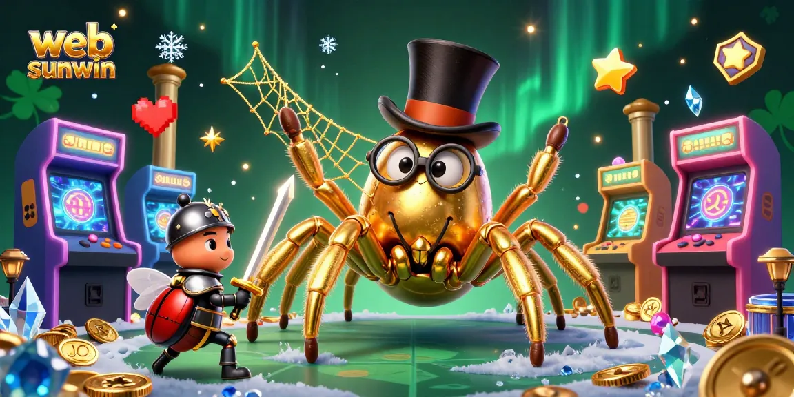 Engage in thrilling gameplay at web sunwin, with a playful illustration showcasing cartoon characters in a vibrant casino.